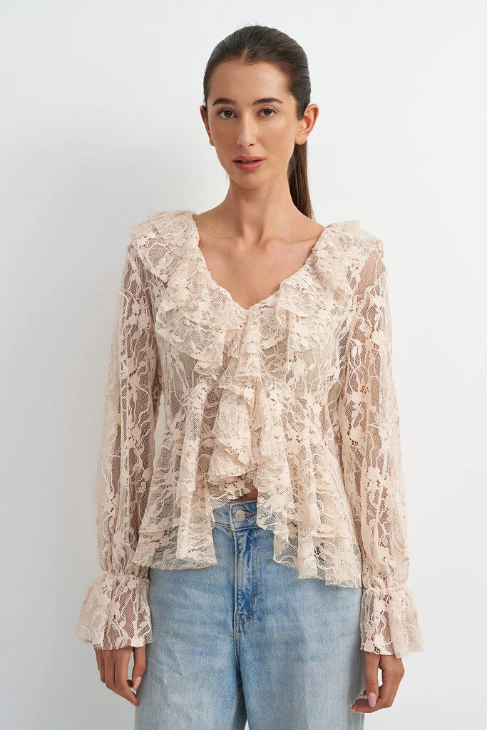 Vince Lace Ruffle Blouse