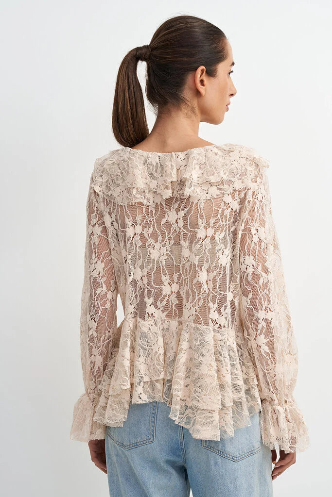Vince Lace Ruffle Blouse