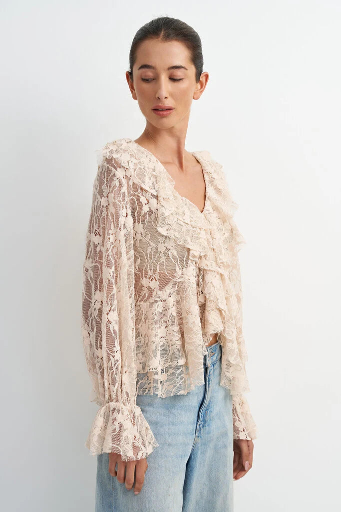 Vince Lace Ruffle Blouse
