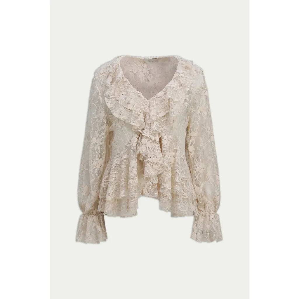 Vince Lace Ruffle Blouse