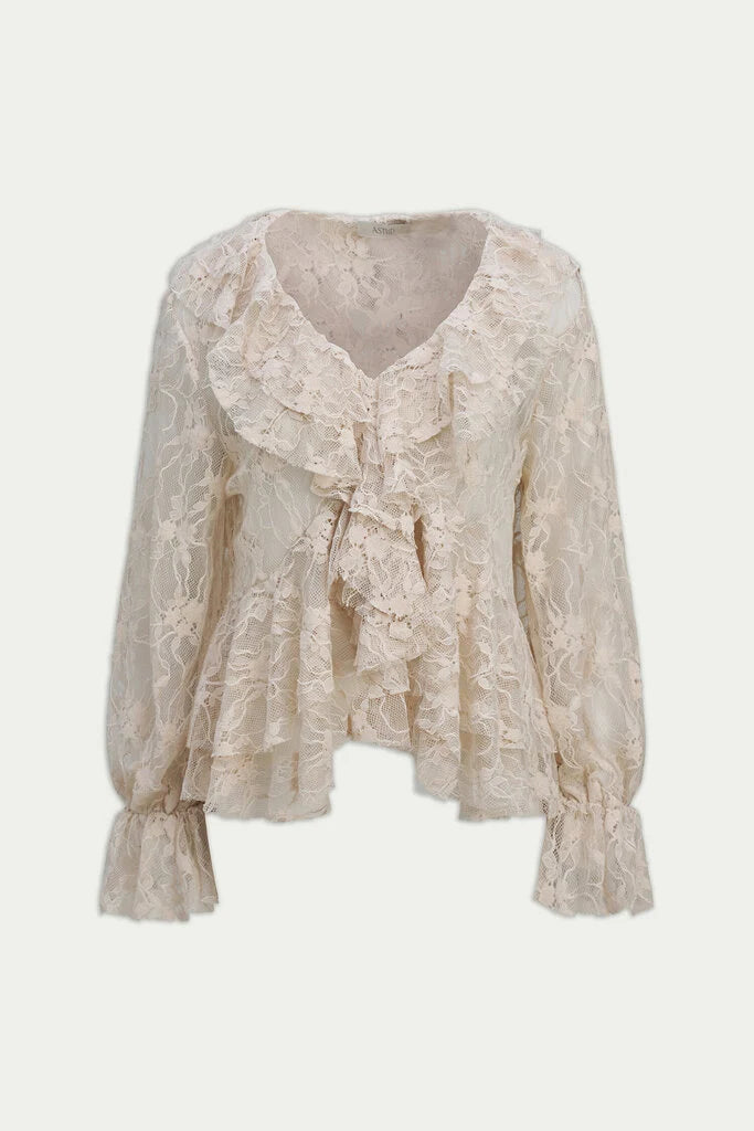 Vince Lace Ruffle Blouse