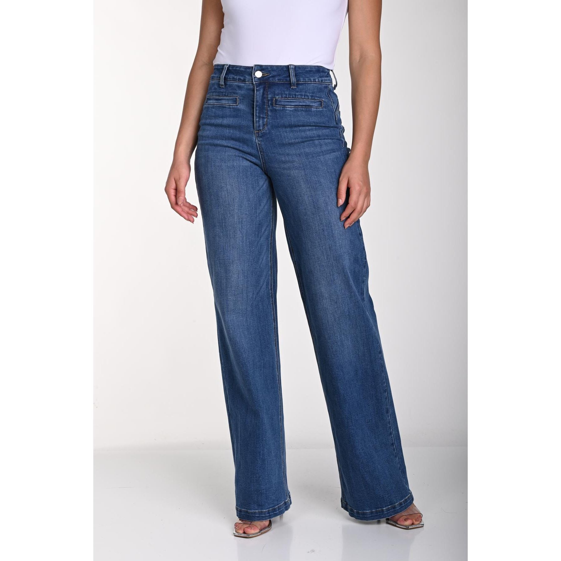 Frank Lyman Bleached High-Rise Jeans (Style 241350U)