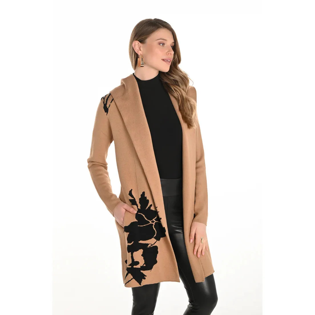 Frank Lyman Knit Cardigan with Hood – Style 253804