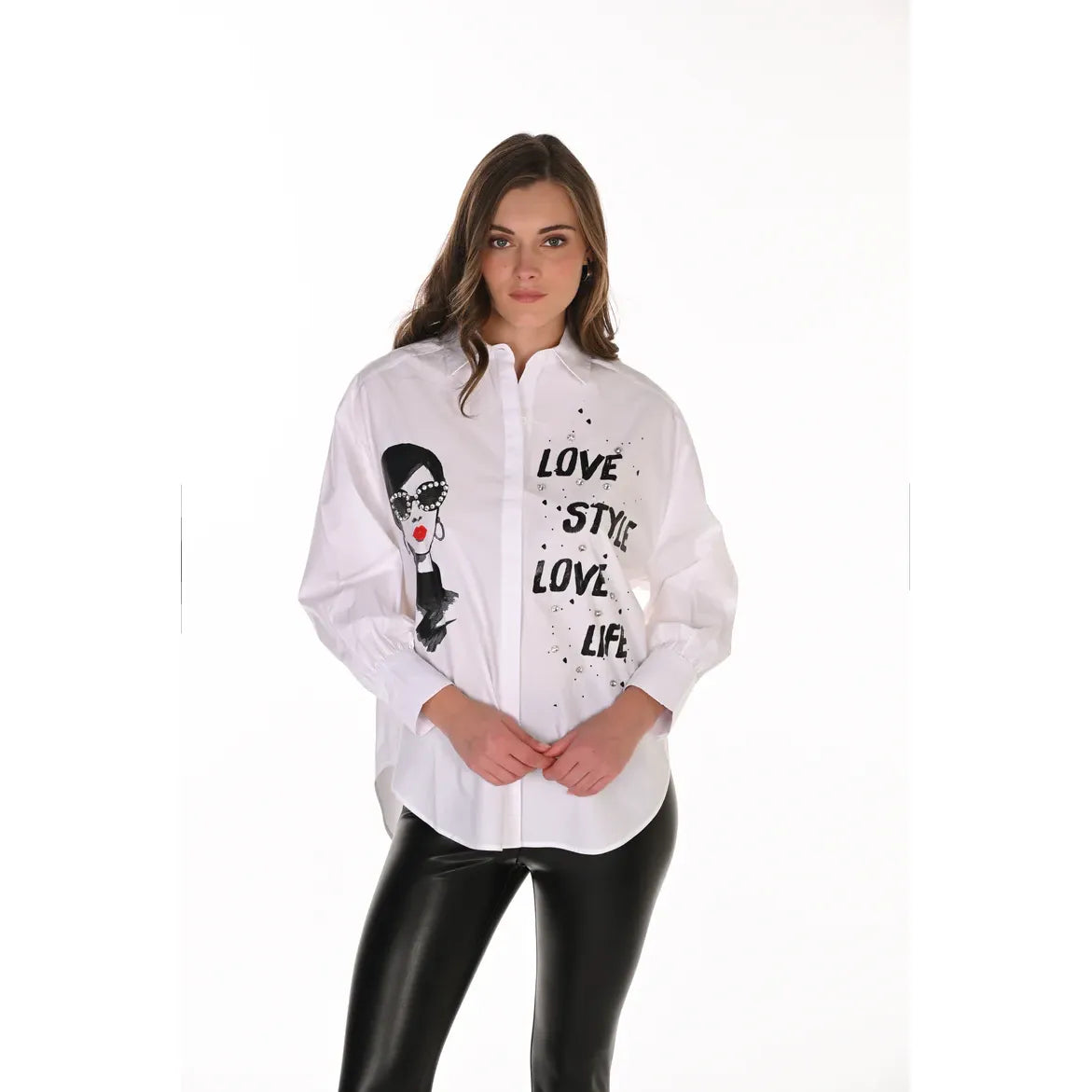 Graphic Statement Poplin Blouse Style 263766