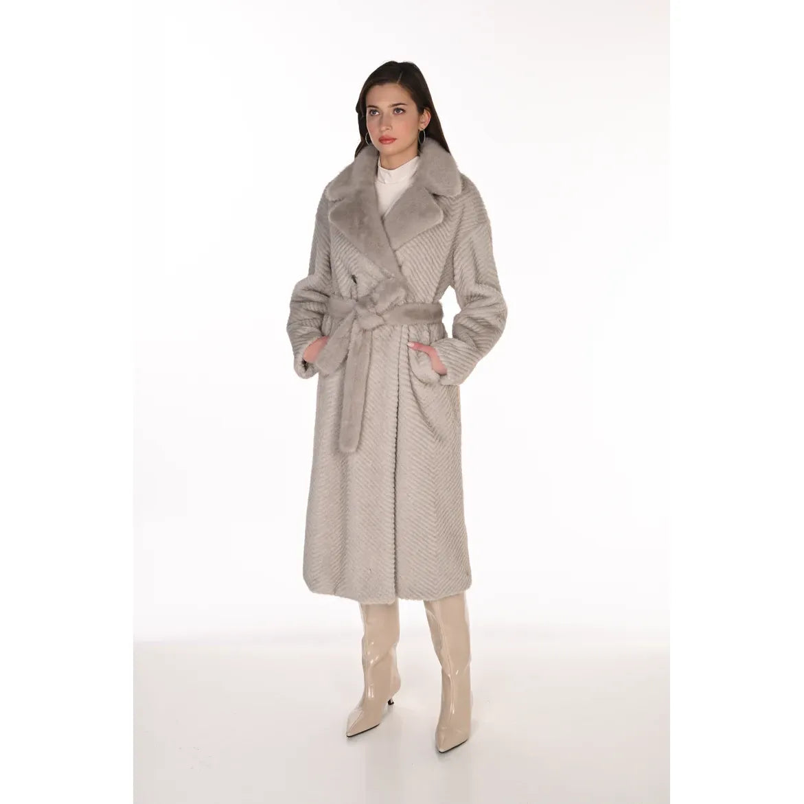 Herringbone Long Overcoat - Style 263771