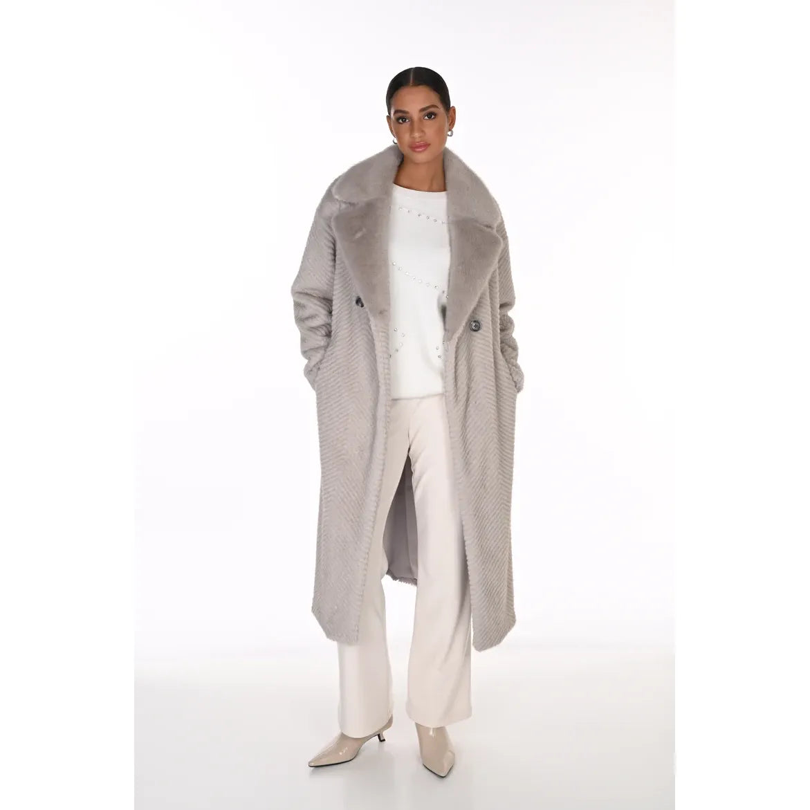Herringbone Long Overcoat - Style 263771