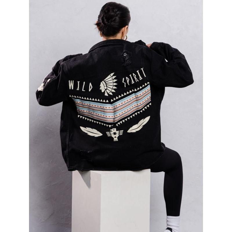 Wild Spirit Black Denim Jacket