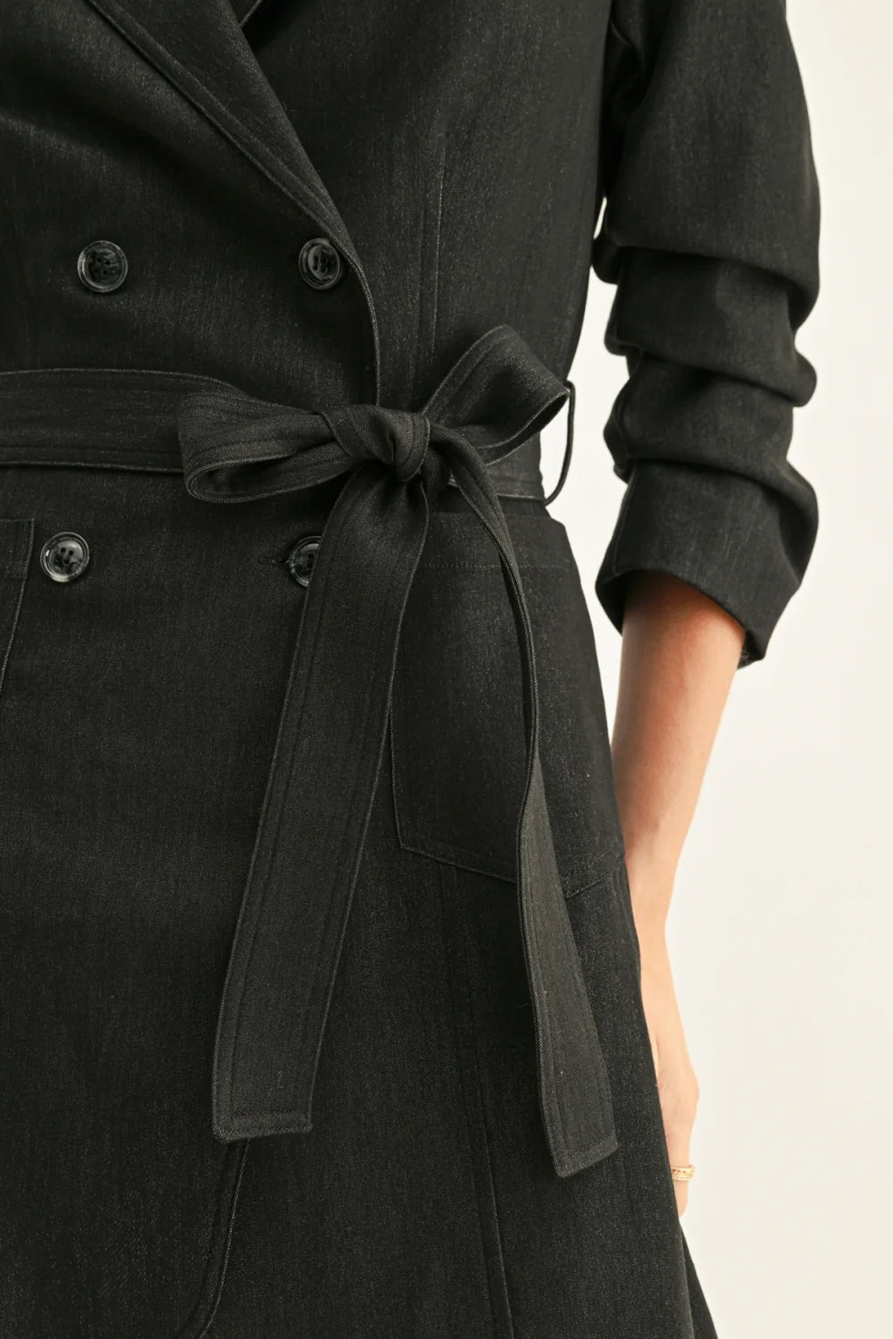 Lyanna Pleated 3/4 Sleeves Chambray Blazer Dress