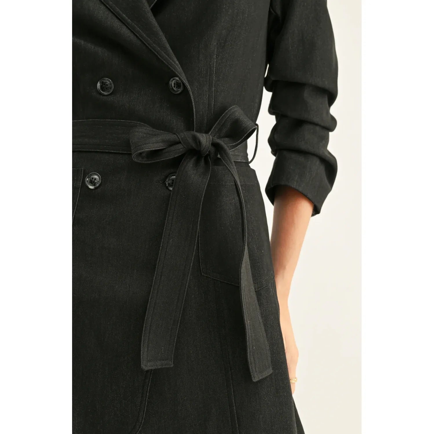 Lyanna Pleated 3/4 Sleeves Chambray Blazer Dress