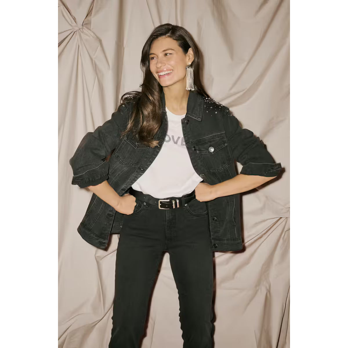 CUcally Embellished Denim Jacket