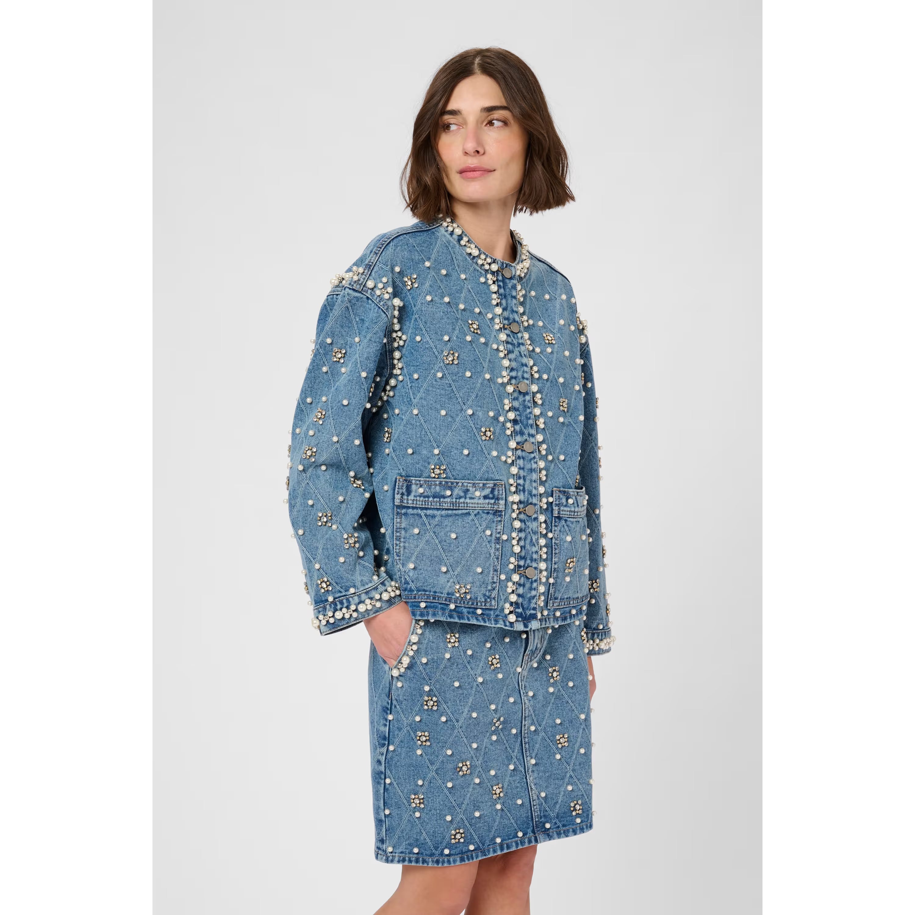 Alys Denim Jacket w/ Pearls