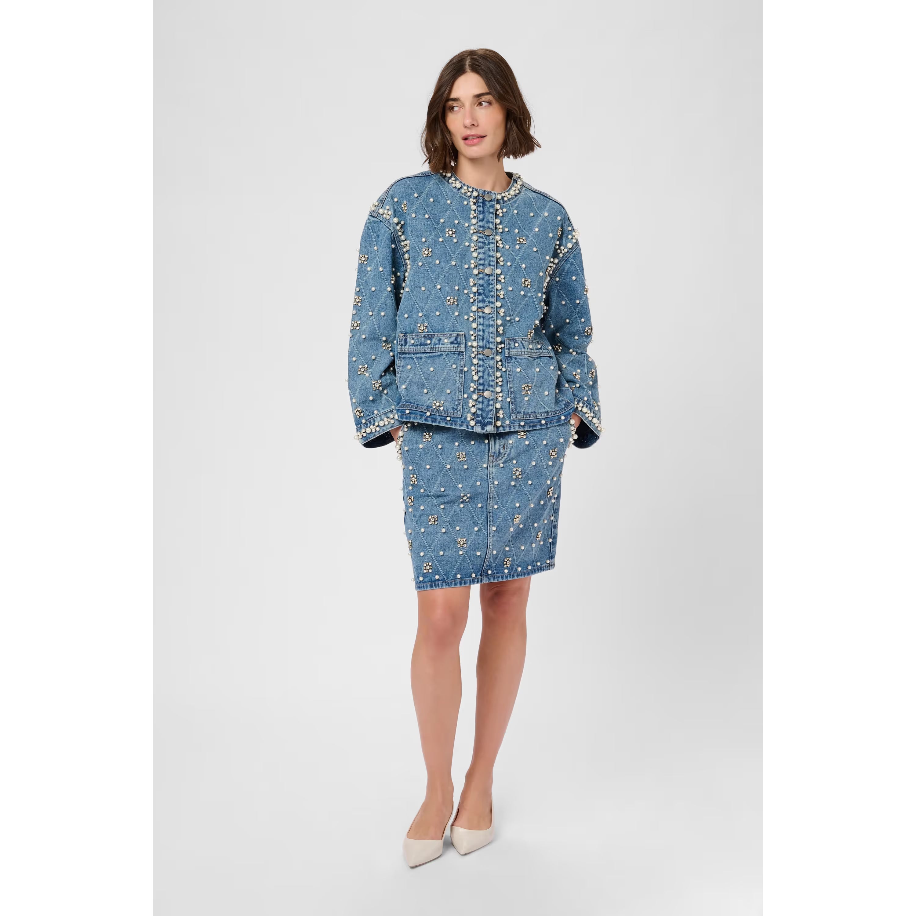 Alys Denim Jacket w/ Pearls