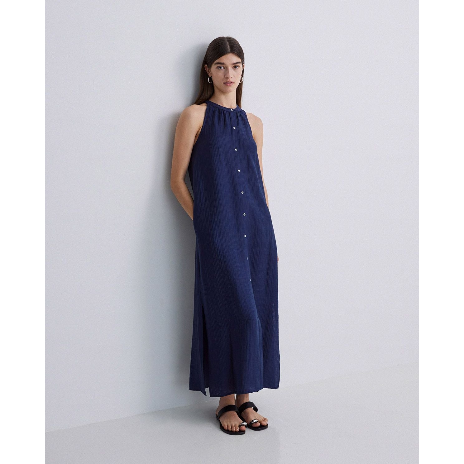 Midi Viscose Dress – Navy