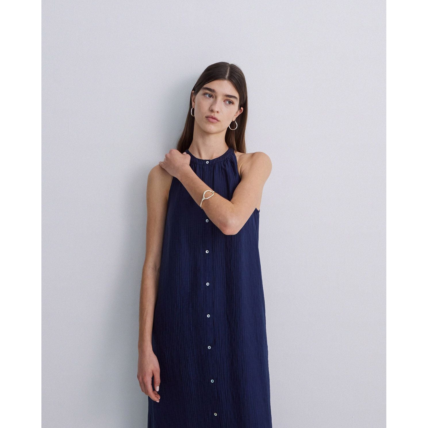 Midi Viscose Dress – Navy