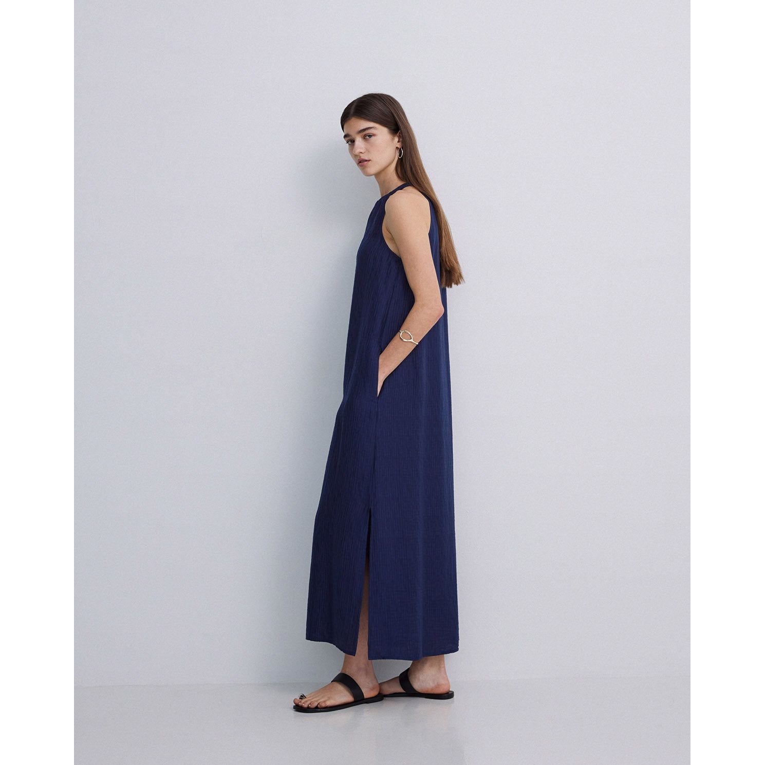 Midi Viscose Dress – Navy