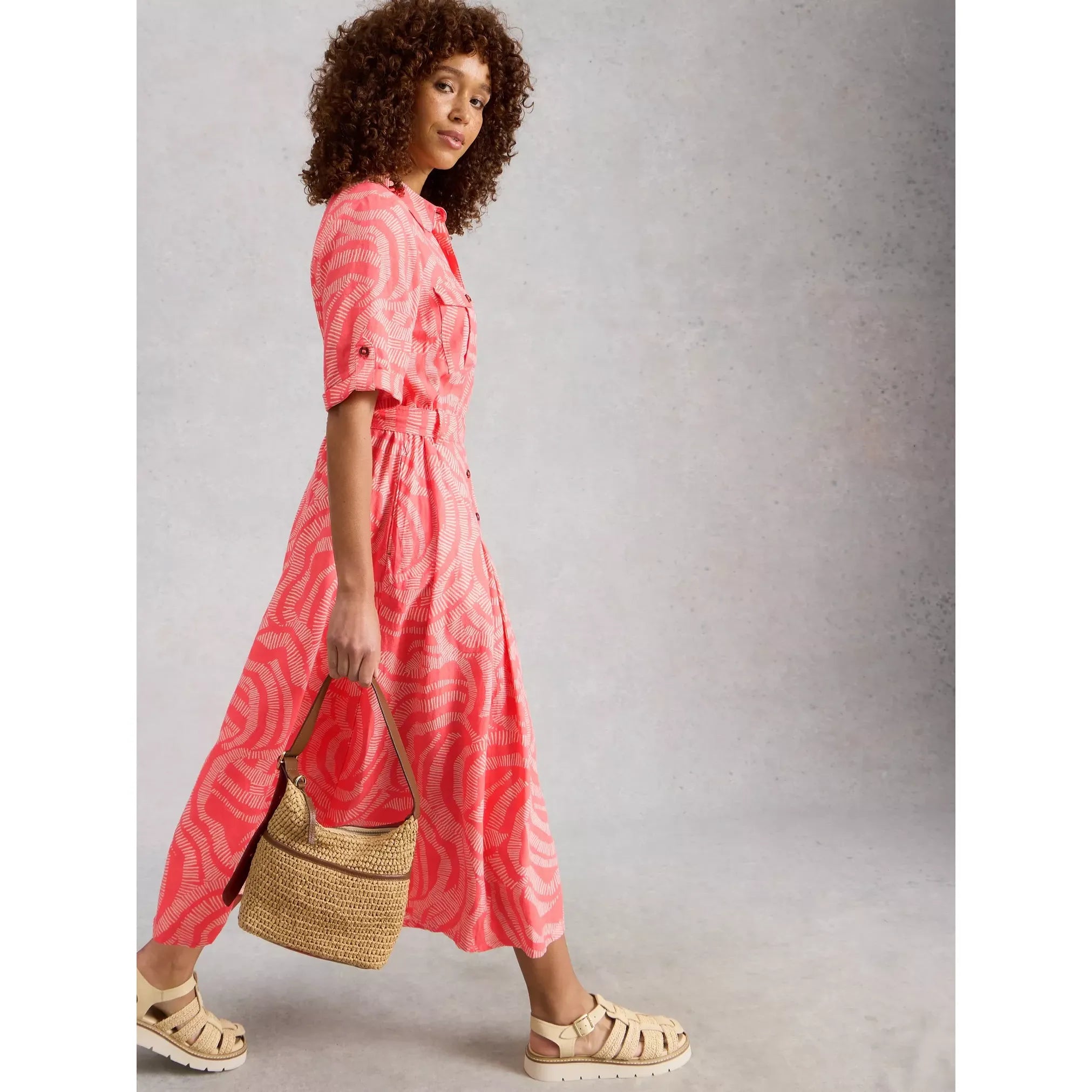 Tiff Linen Blend Shirt Midi Dress