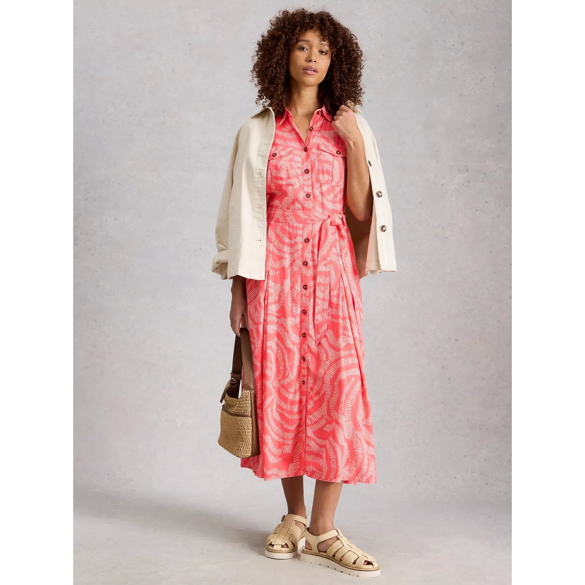 Tiff Linen Blend Shirt Midi Dress