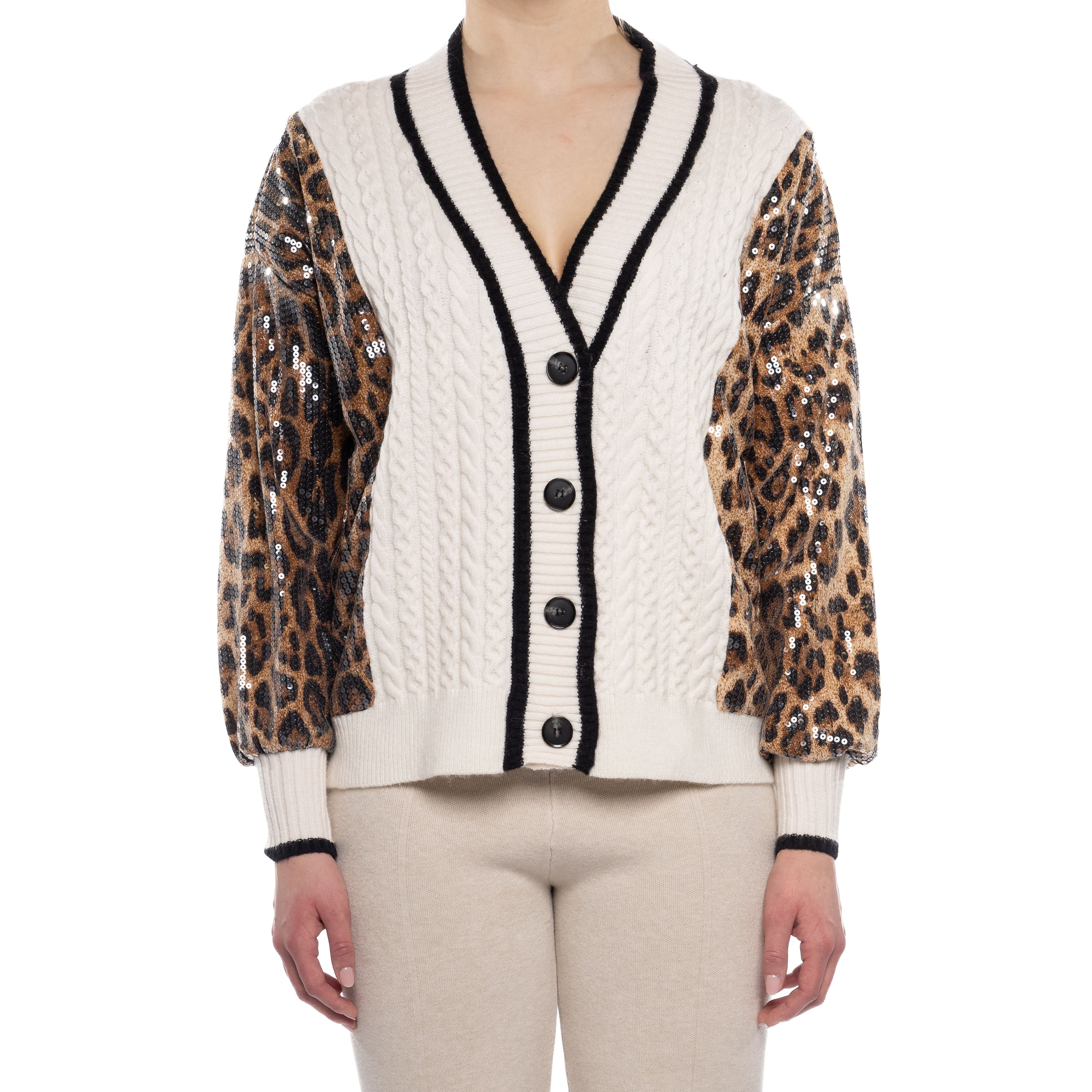 Animal Print Sequin Collegiate Cardi