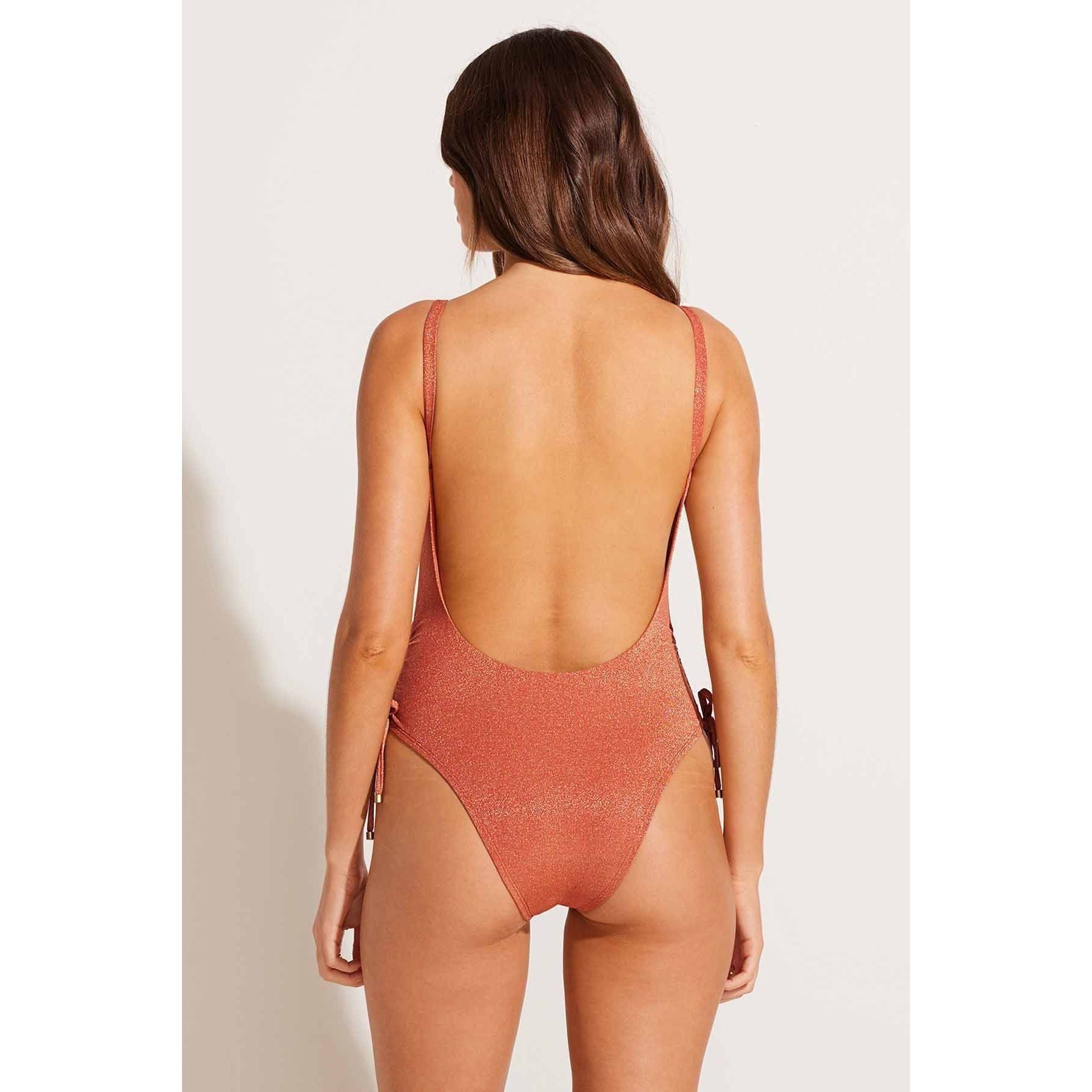 Gemma Ruched One Piece| Terracotta Metallic