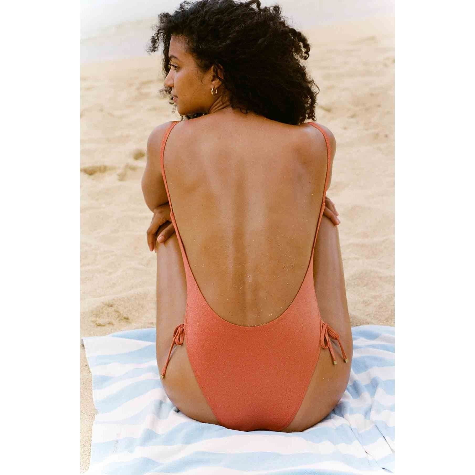 Gemma Ruched One Piece| Terracotta Metallic