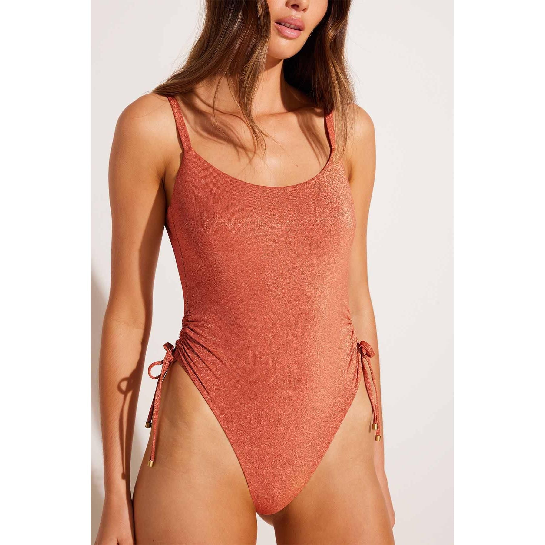 Gemma Ruched One Piece| Terracotta Metallic