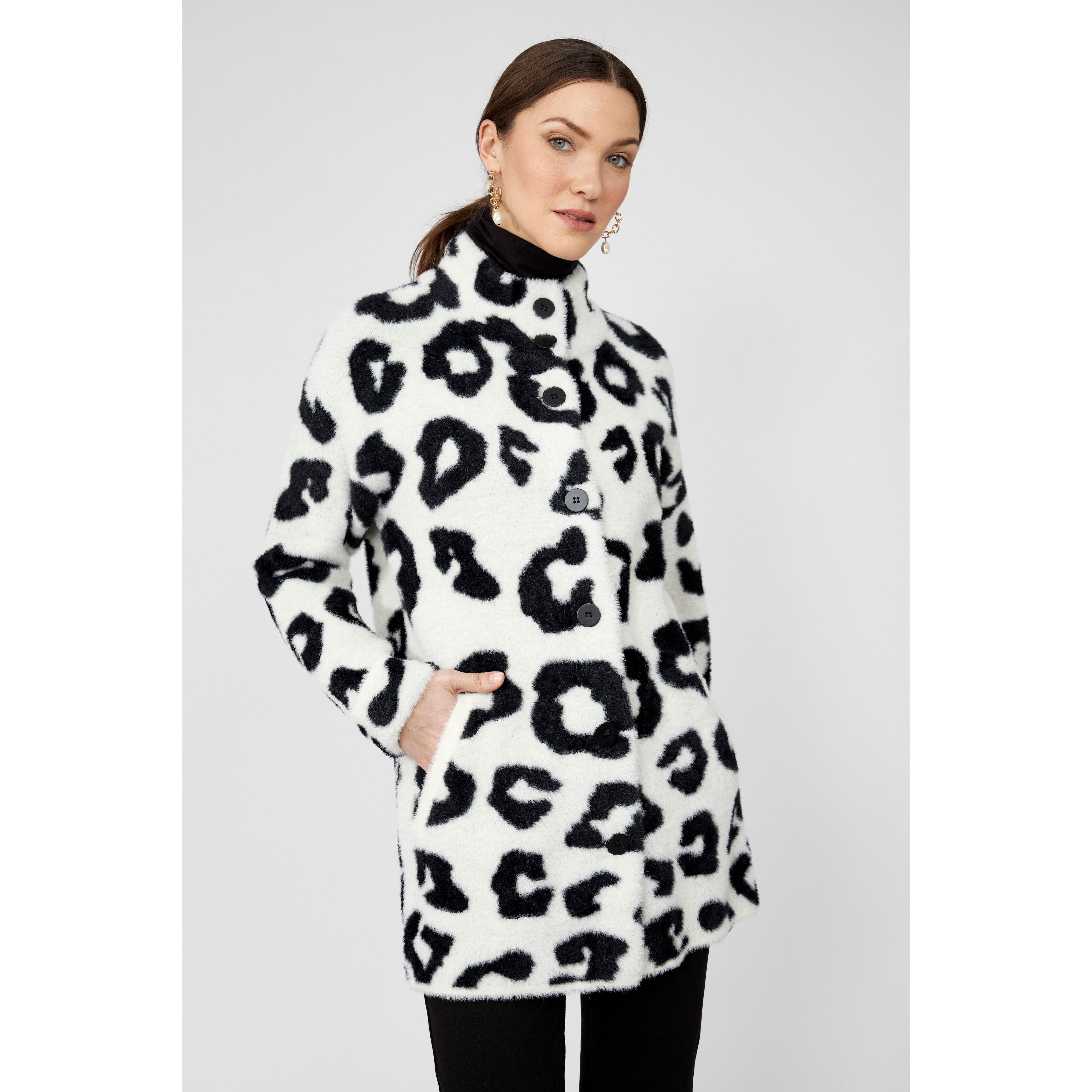 Frank Lyman Animal Print High-Neck Jacket — Style 253723
