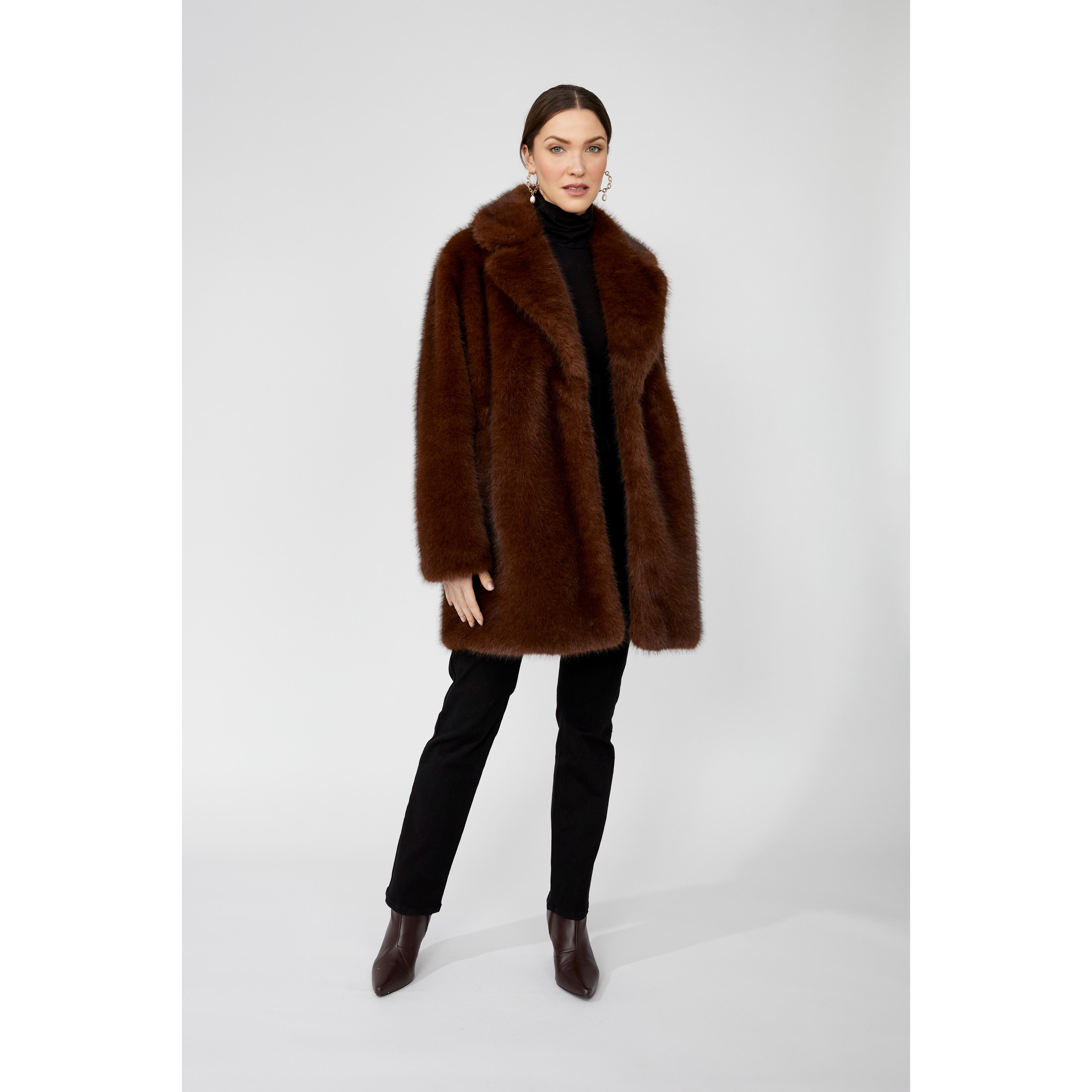 Cognac Luxe Faux Fur Jacket – Style 253836