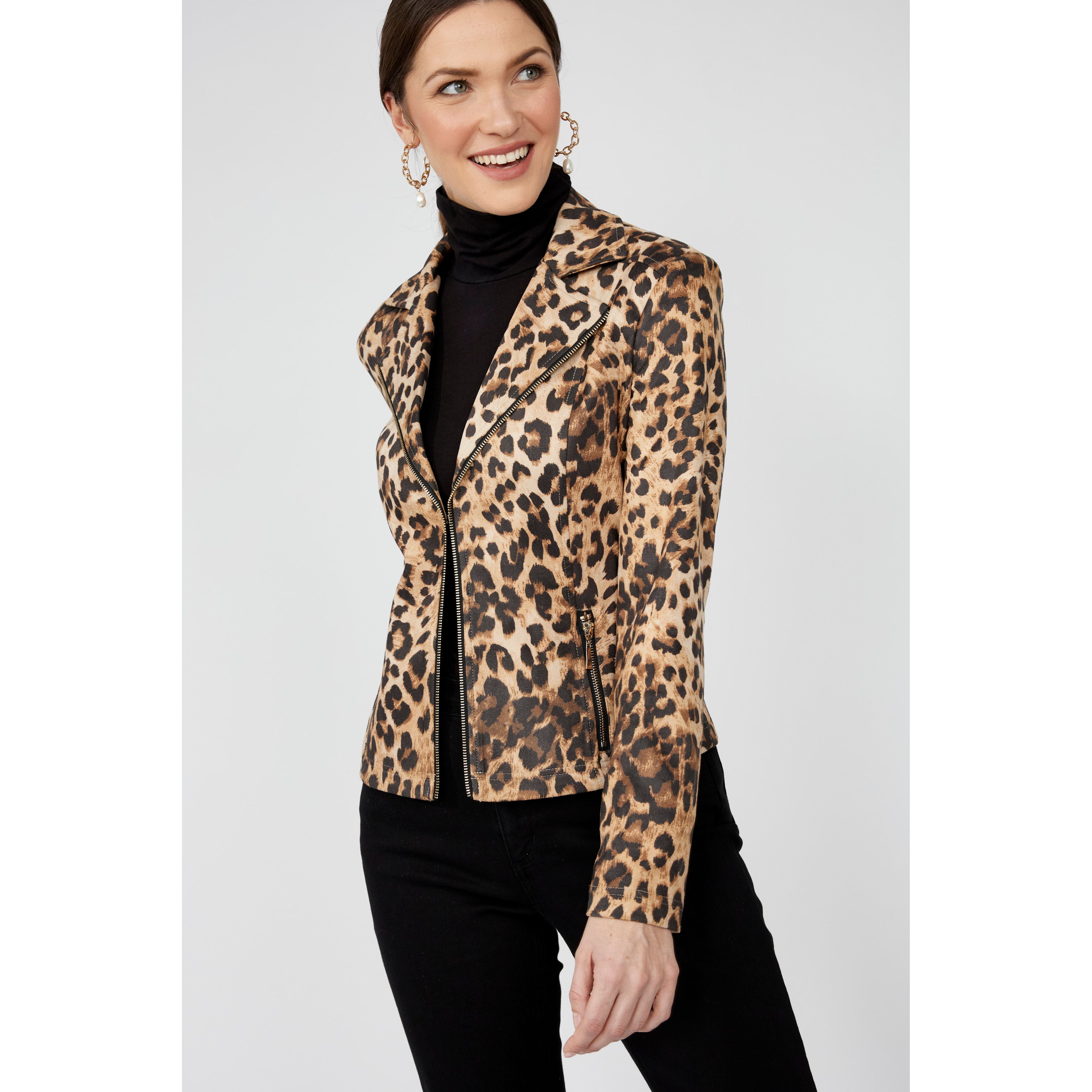 Frank Lyman Animal Print Zipper Jacket