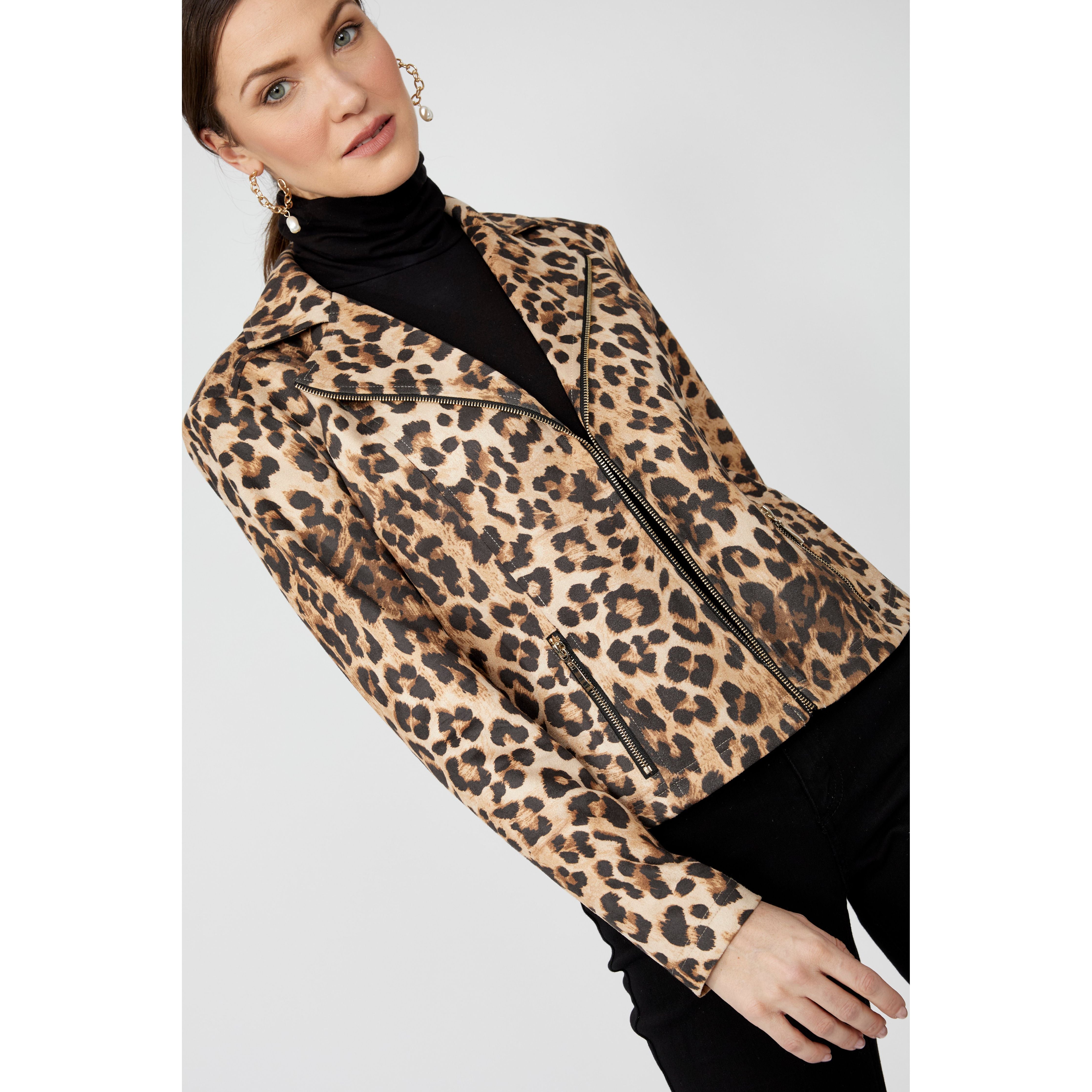 Frank Lyman Animal Print Zipper Jacket