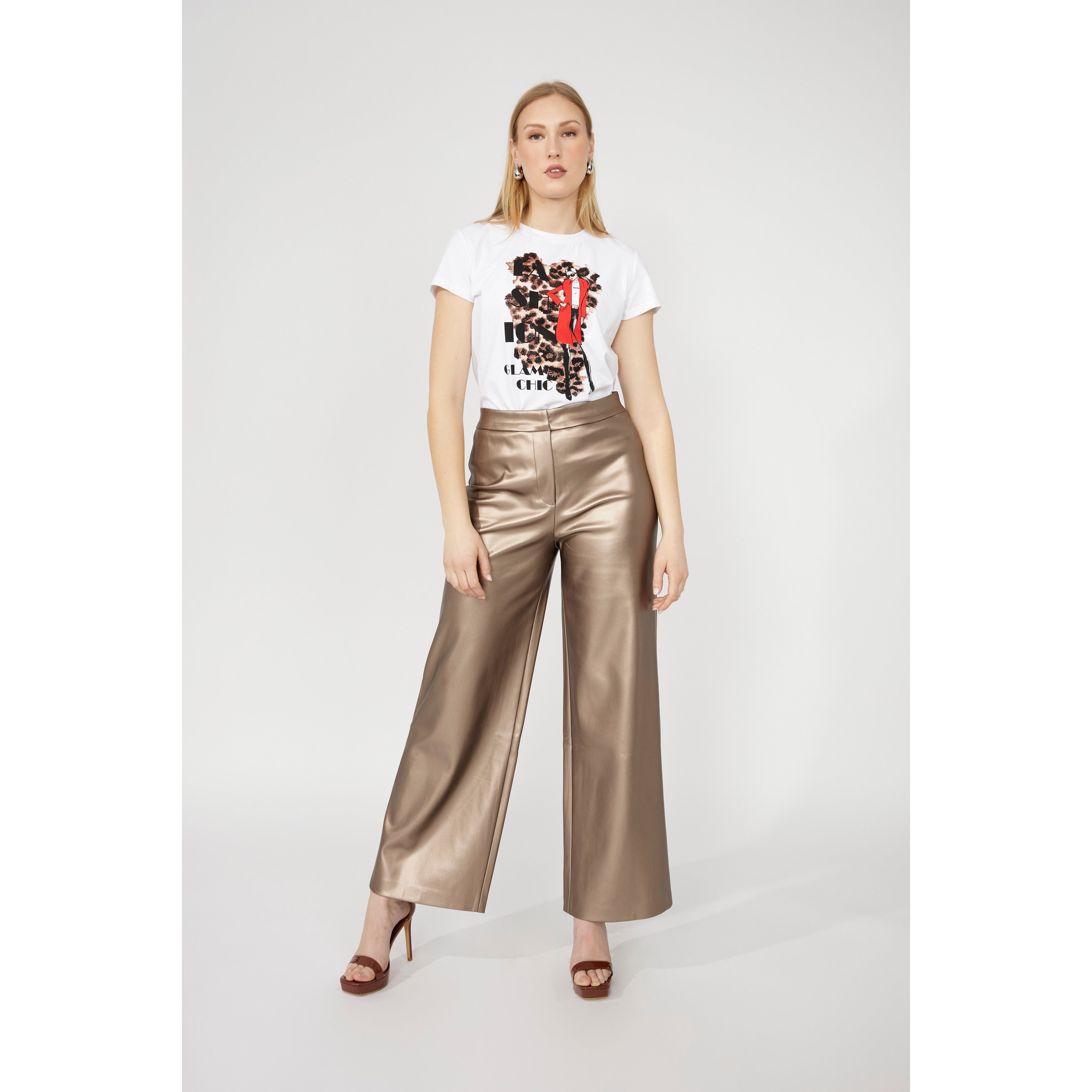 Pewter Metallic High Waisted Trouser