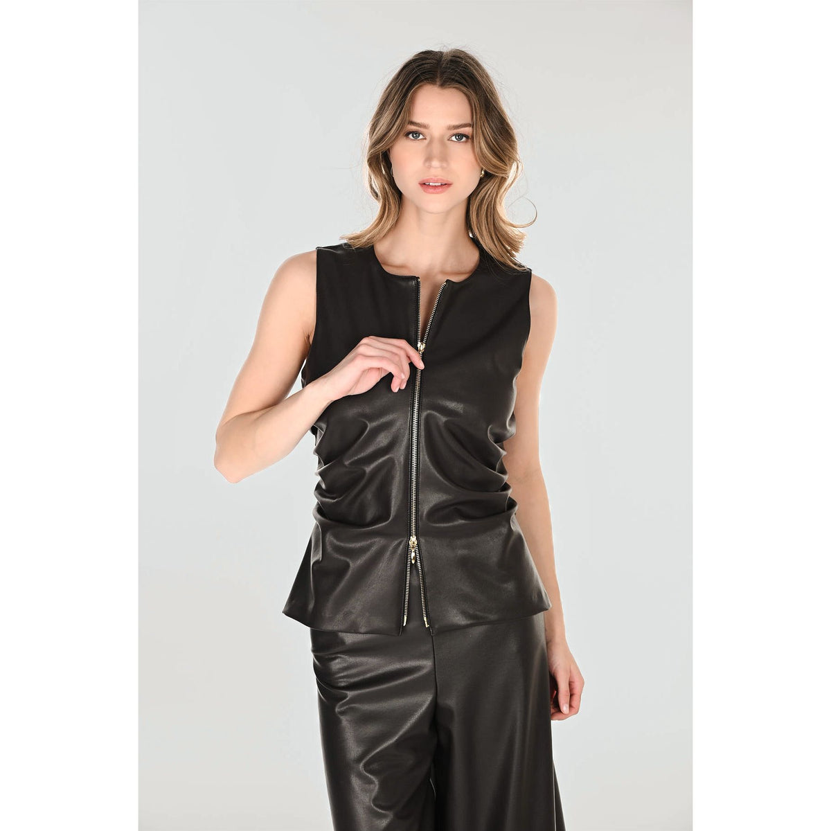 Sleeveless Faux Leather Vest