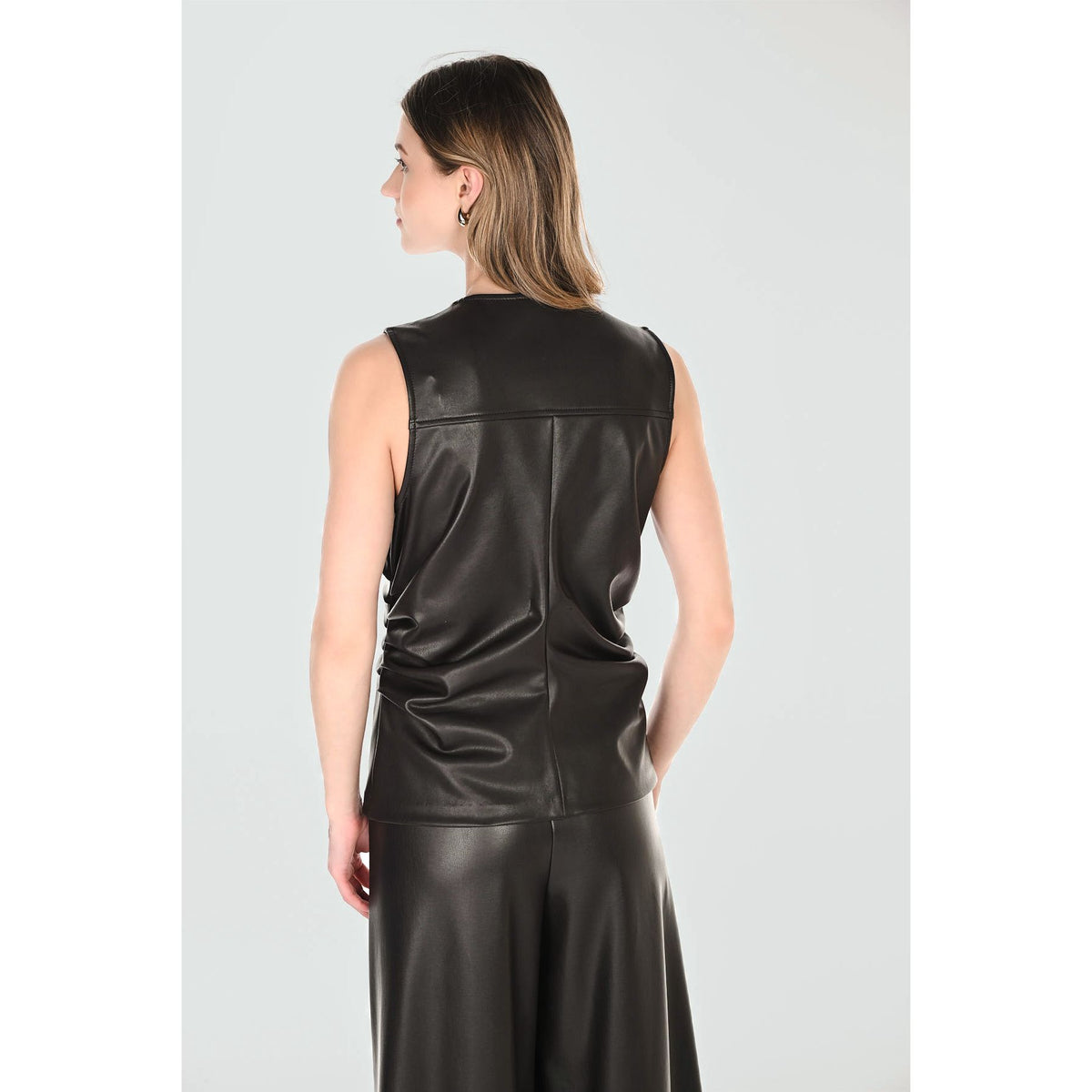 Sleeveless Faux Leather Vest
