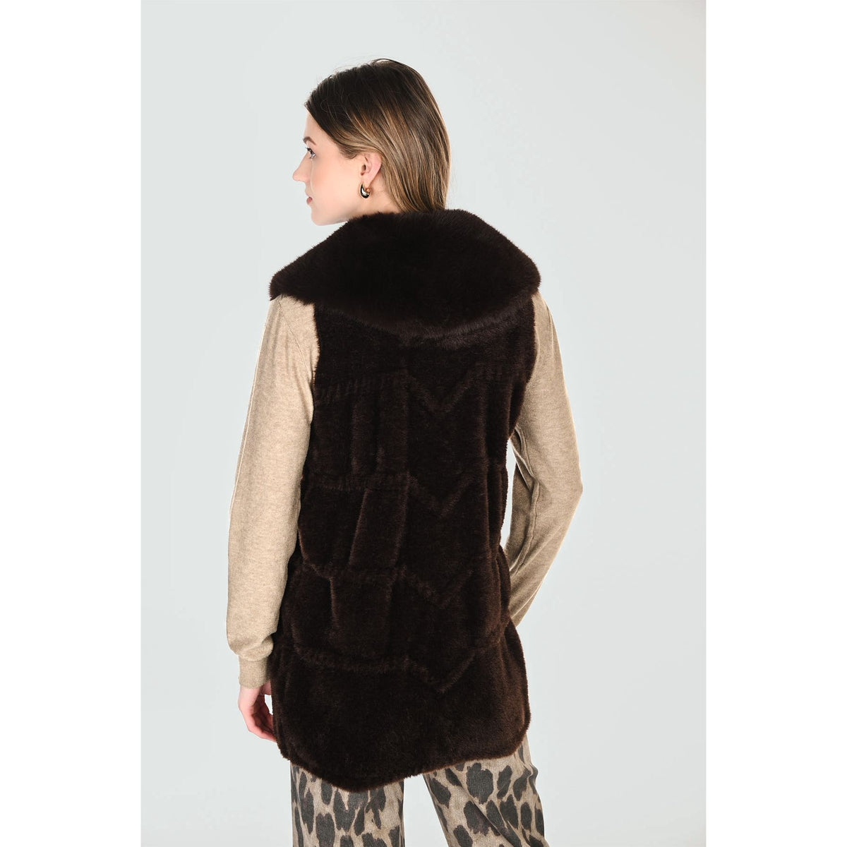 Faux Fur Brown Vest - Style 263766