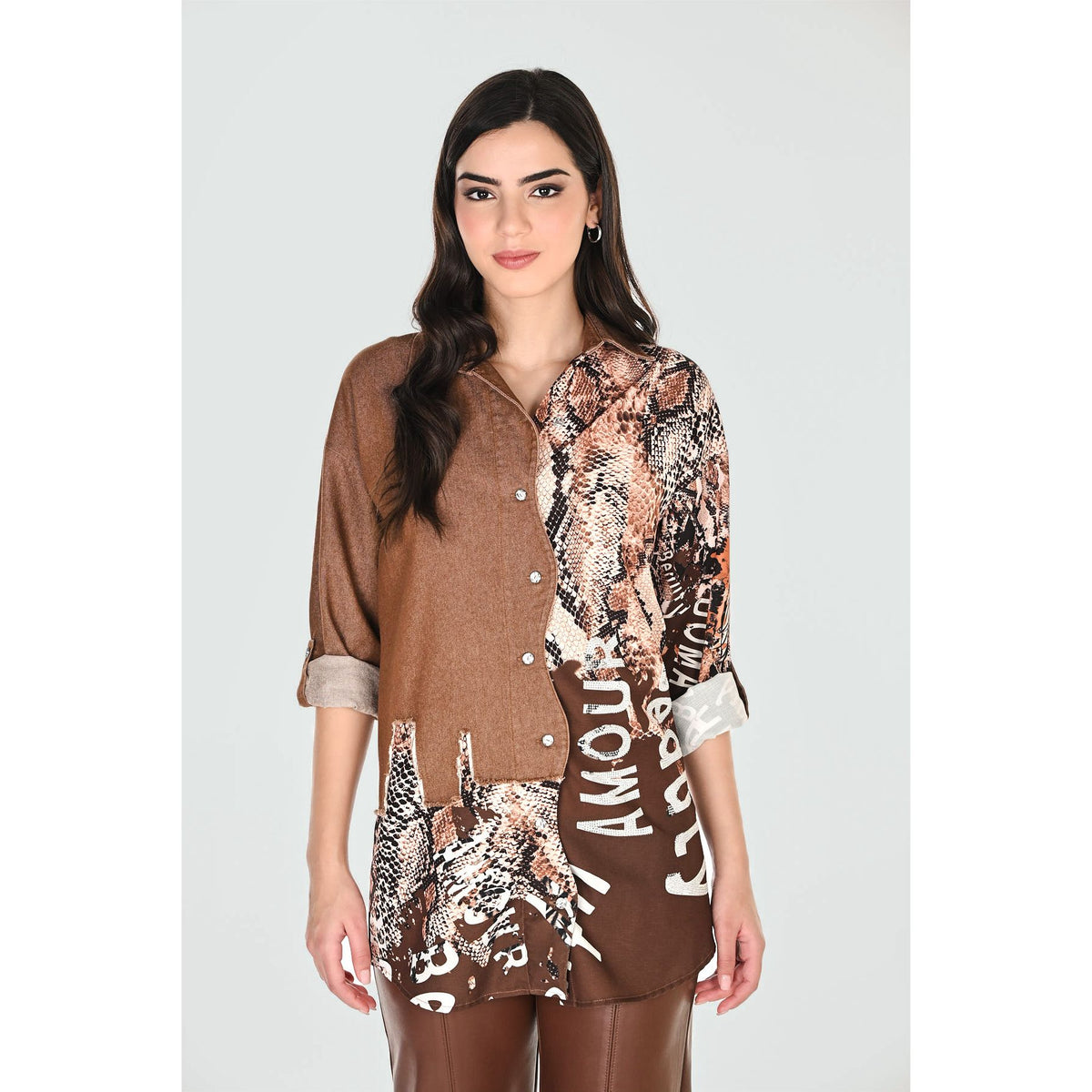 Animal Print Button Blouse - Style 263759