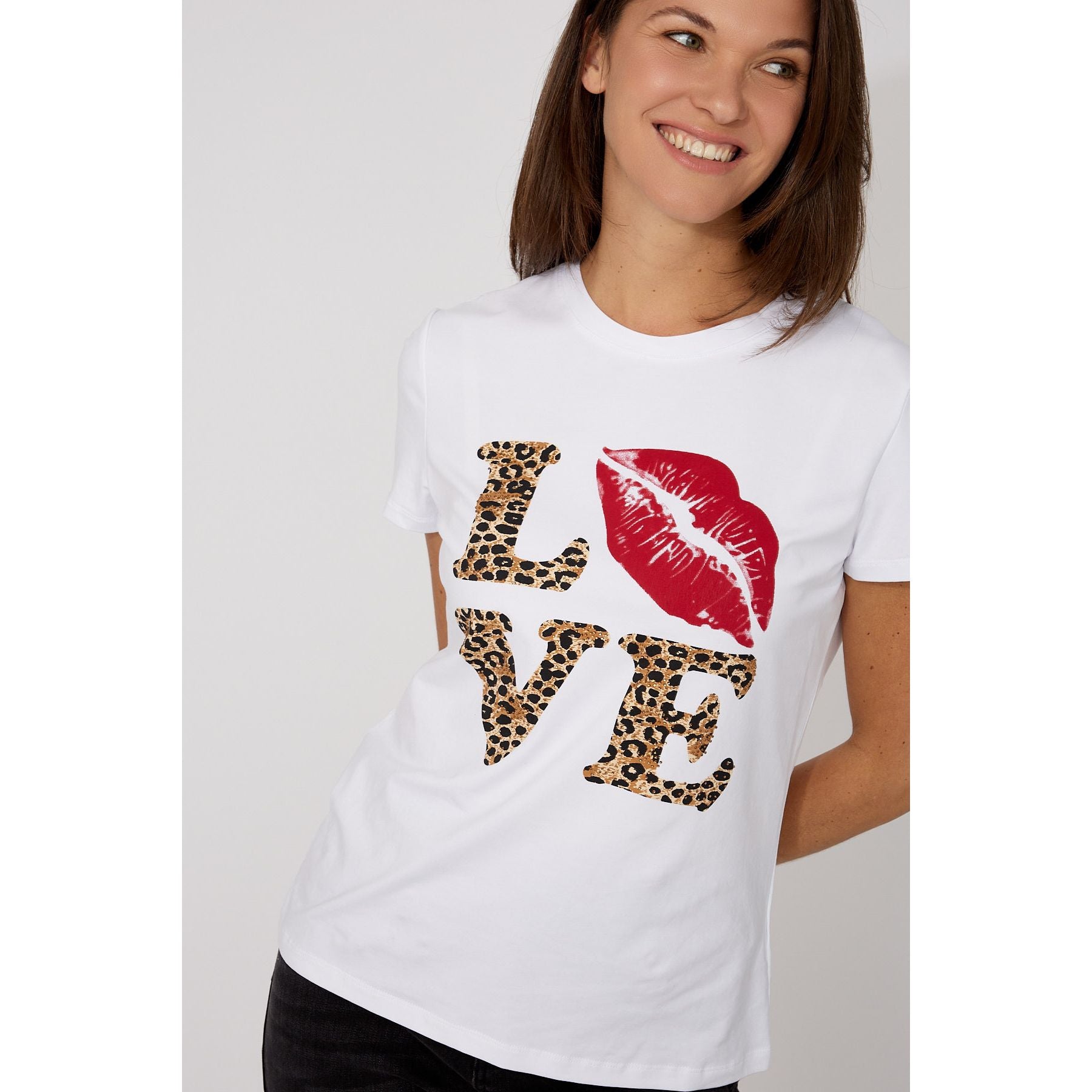 Love Leopard Print T-Shirt - style 266530