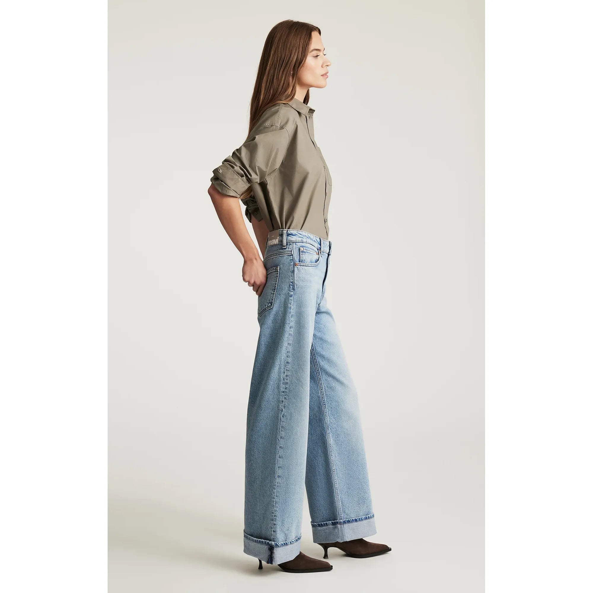 Florida Cuffed Wide Leg Jeans | Mid Rise