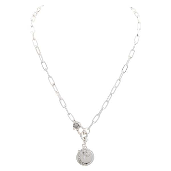Merx 700-210 Rhodium Crystal Necklace