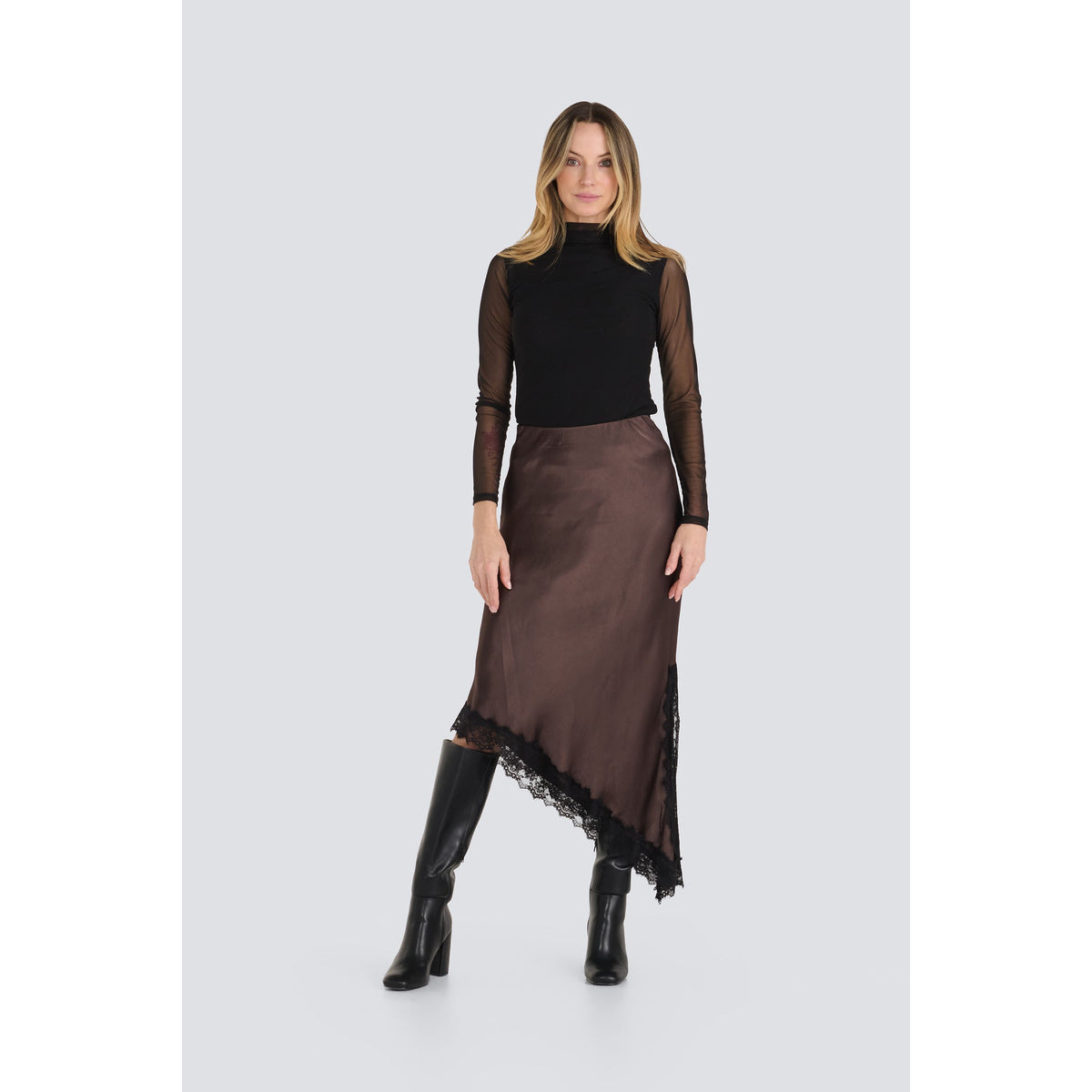 Sloane Satin & Lace Skirt