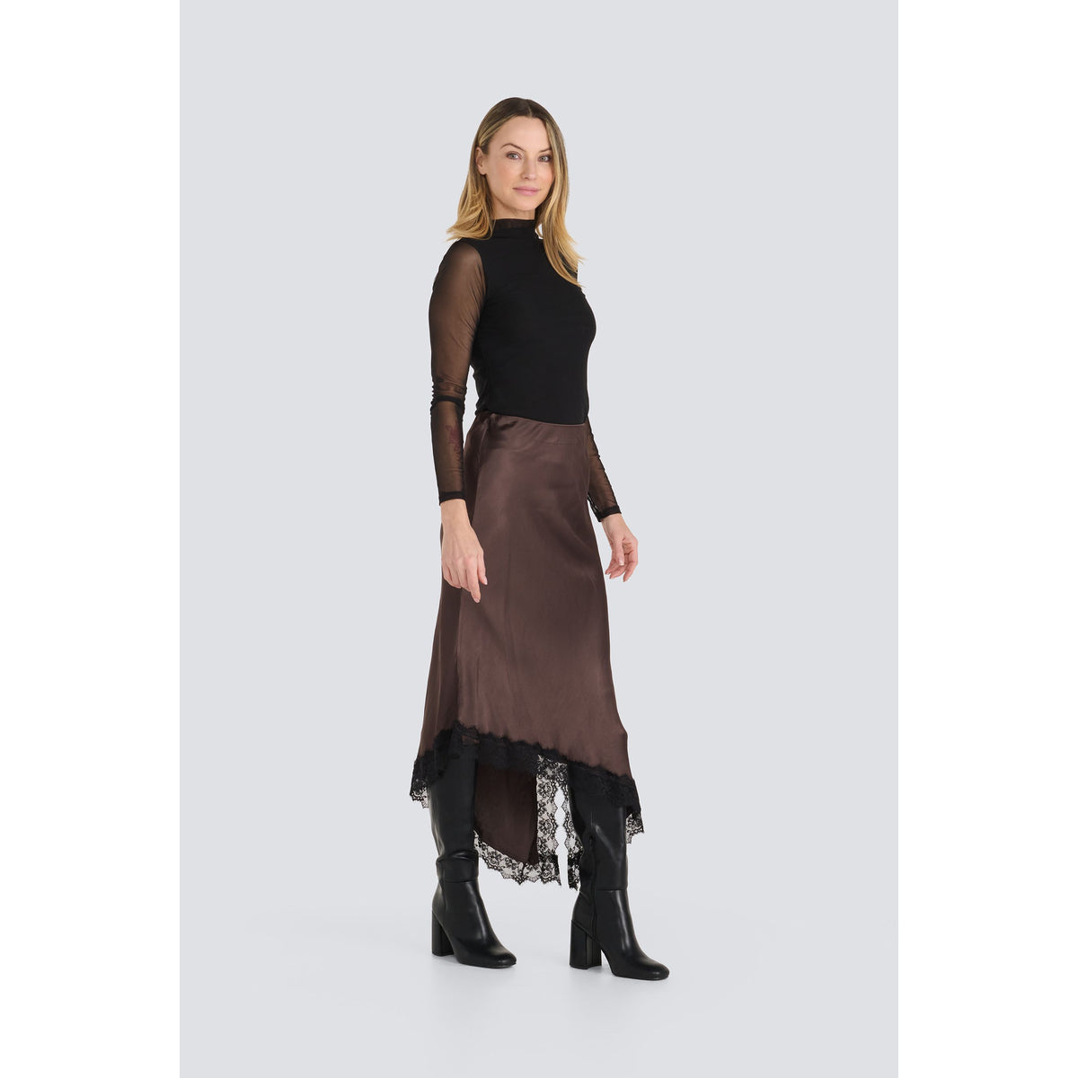 Sloane Satin & Lace Skirt