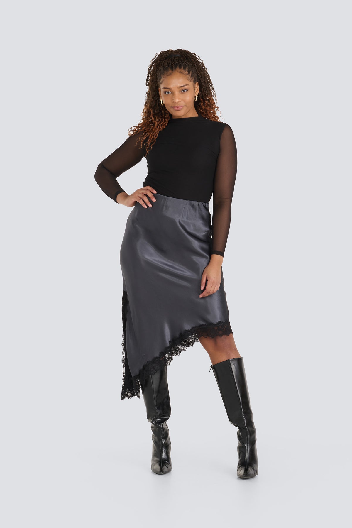 Sloane Satin & Lace Skirt