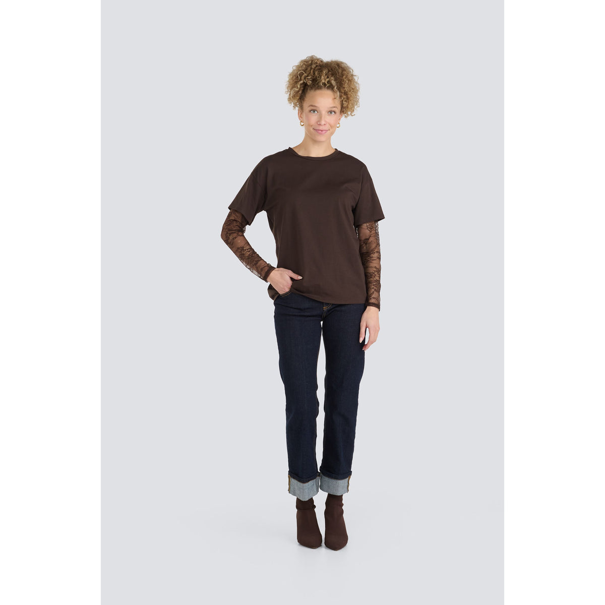 T-Shirt with Lace Sleeves