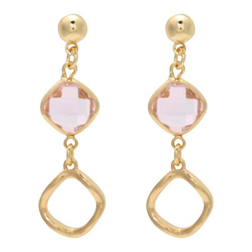 Merx 84-26001-1 Gold with Pink Crystal Earrings