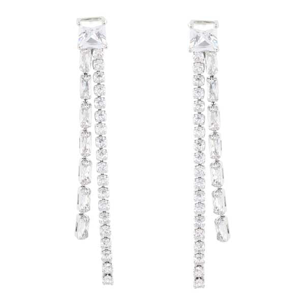 Merx 97-797 Drop Earring Silver Clear Crystal