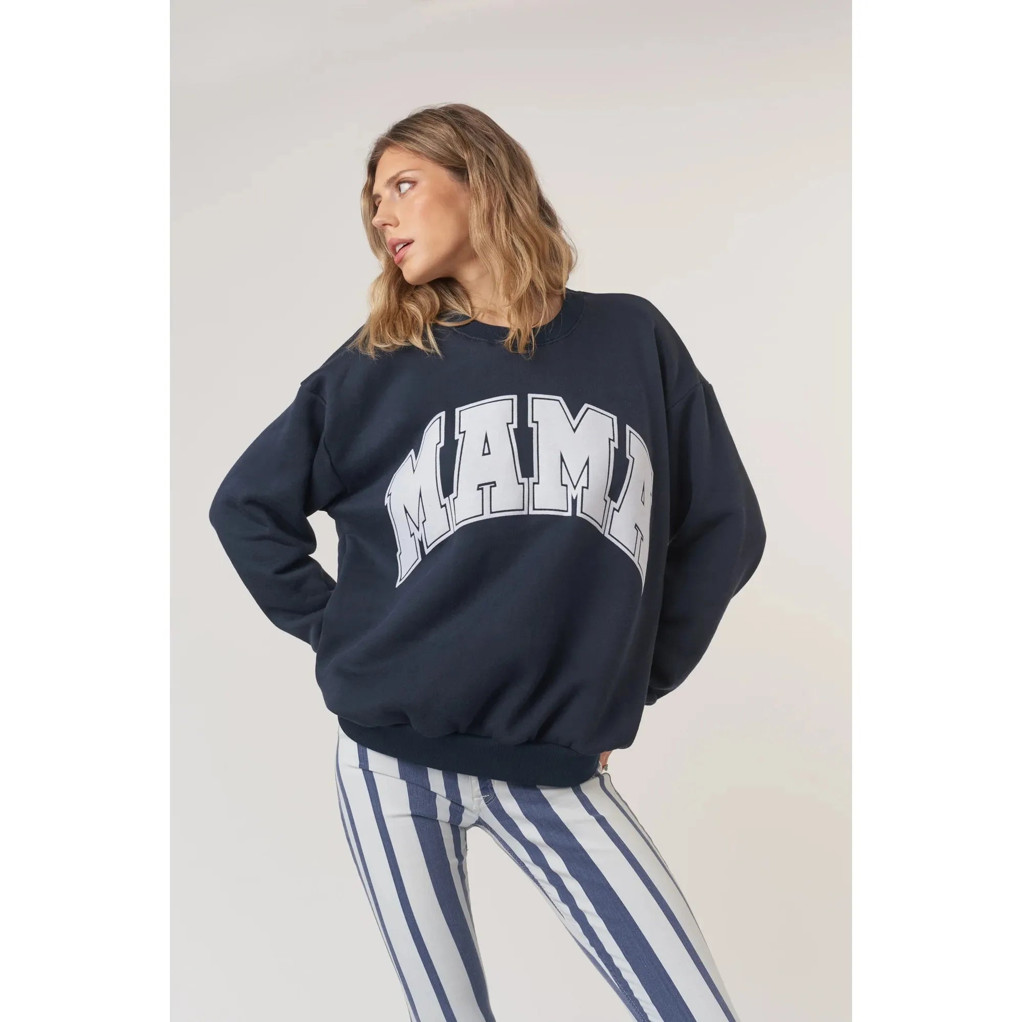 Flocked Mama Sweatshirt - Navy