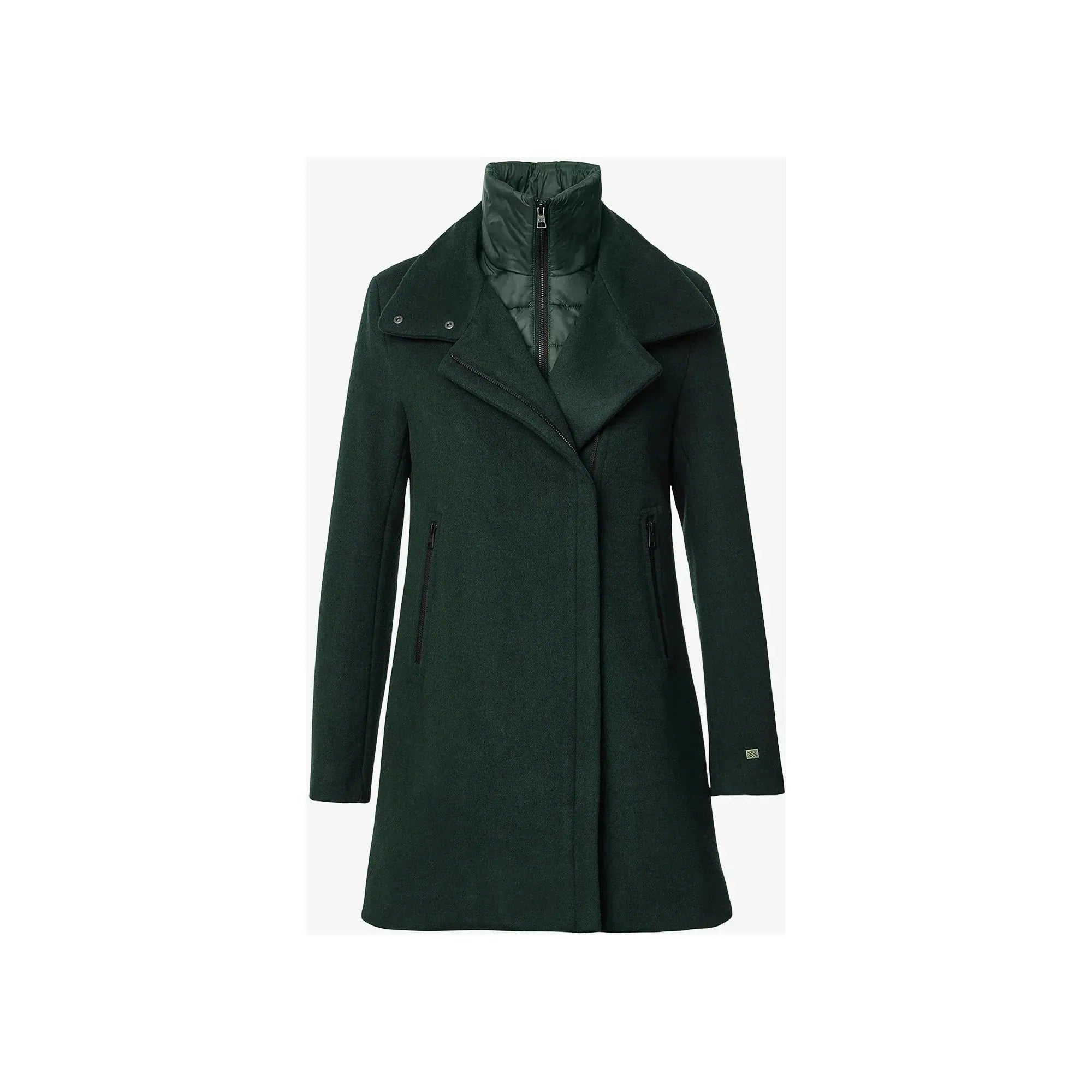 ABBI Straight-Fit Mixed Media Wool Coat With Removable Bib