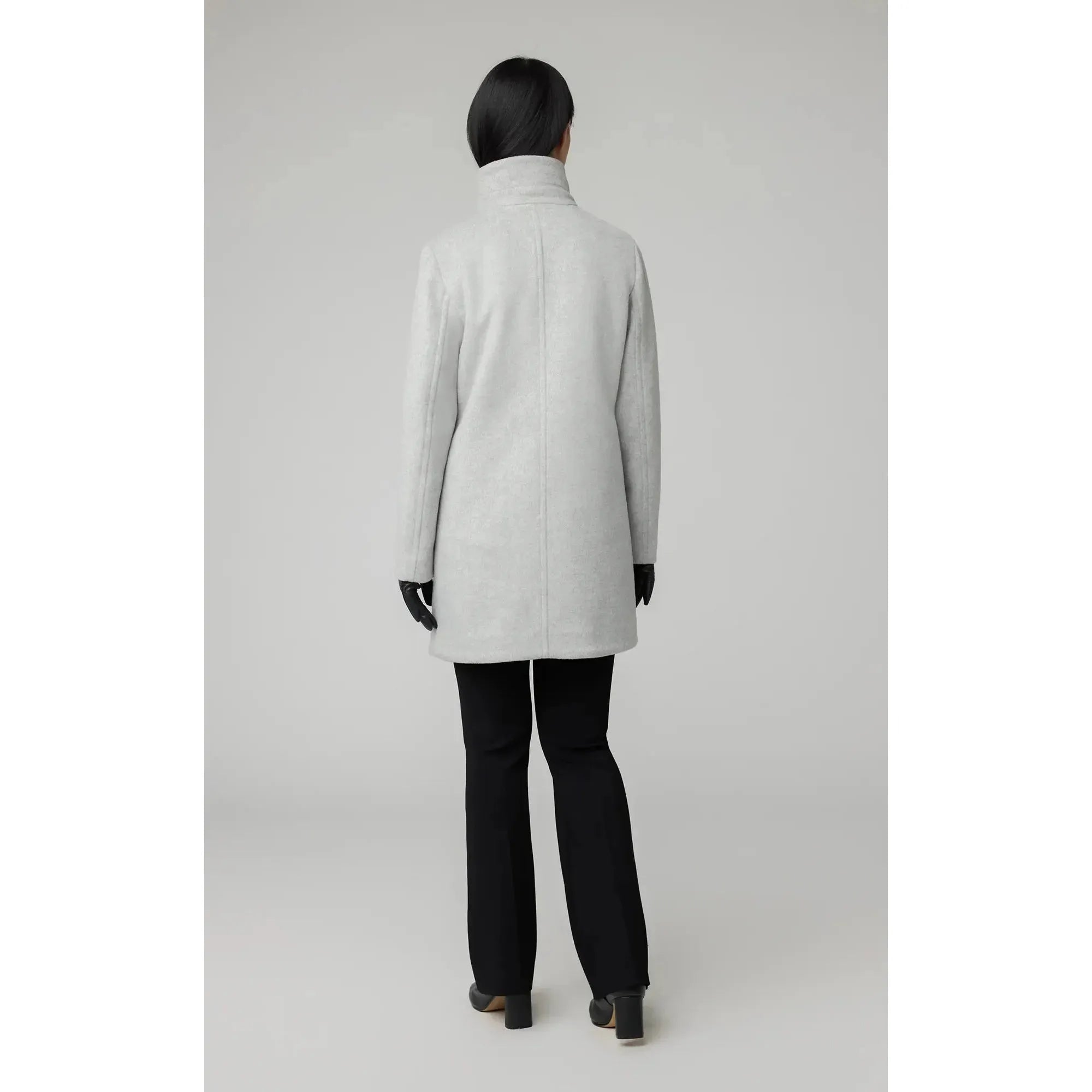 ABBI Straight-Fit Mixed Media Wool Coat With Removable Bib