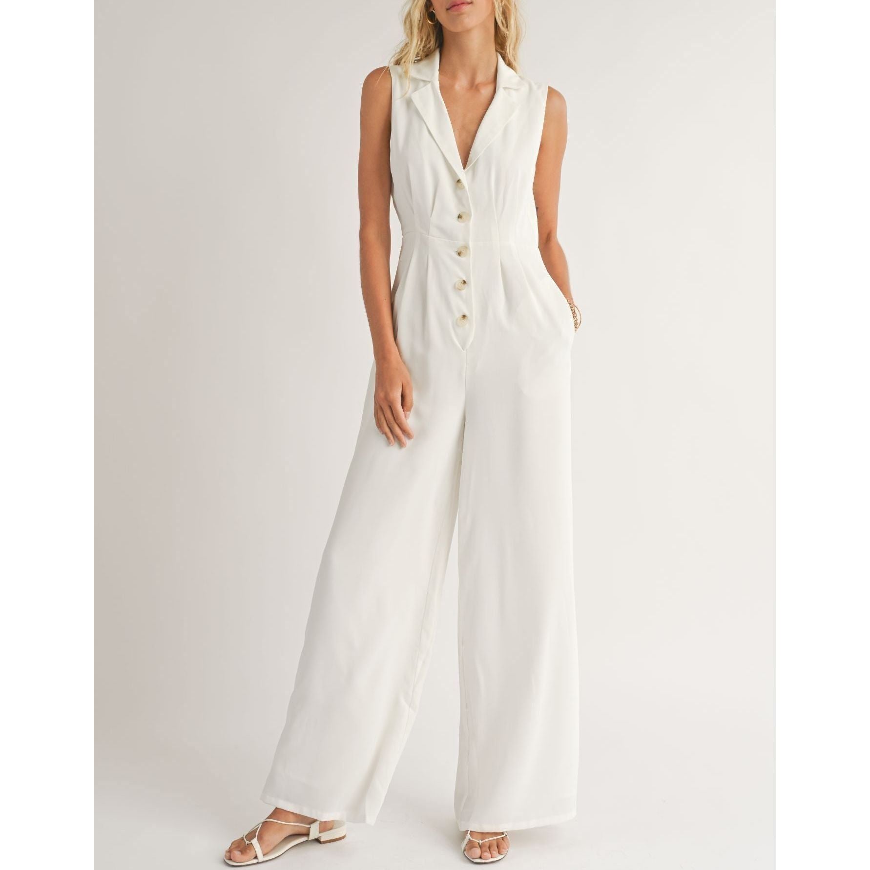 Classic Button Front Jumpsuit