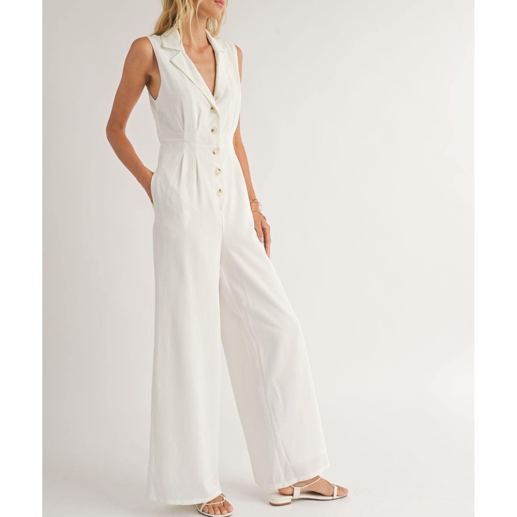 Classic Button Front Jumpsuit