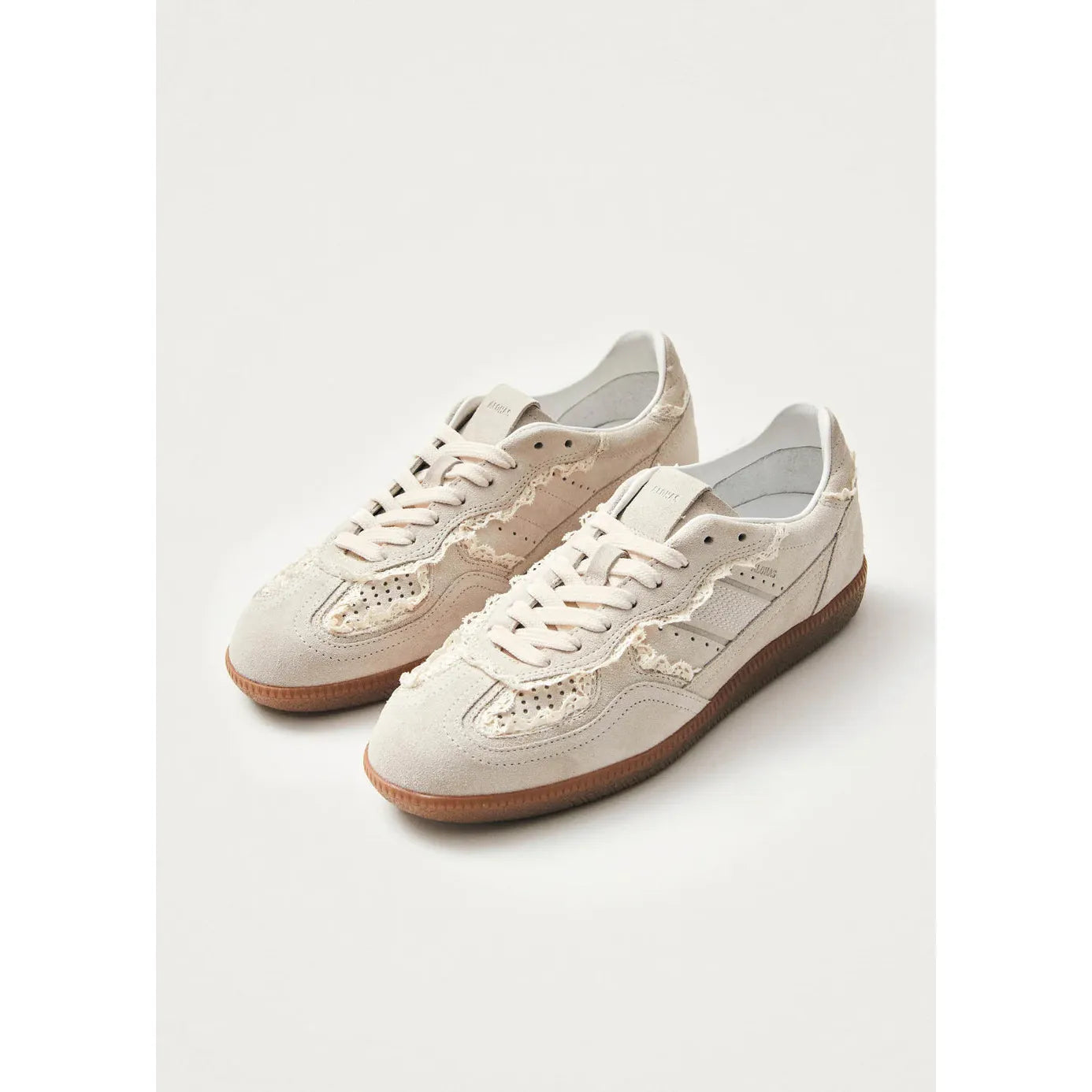 ALOHAS Cream Suede Sneakers with Crochet Trim
