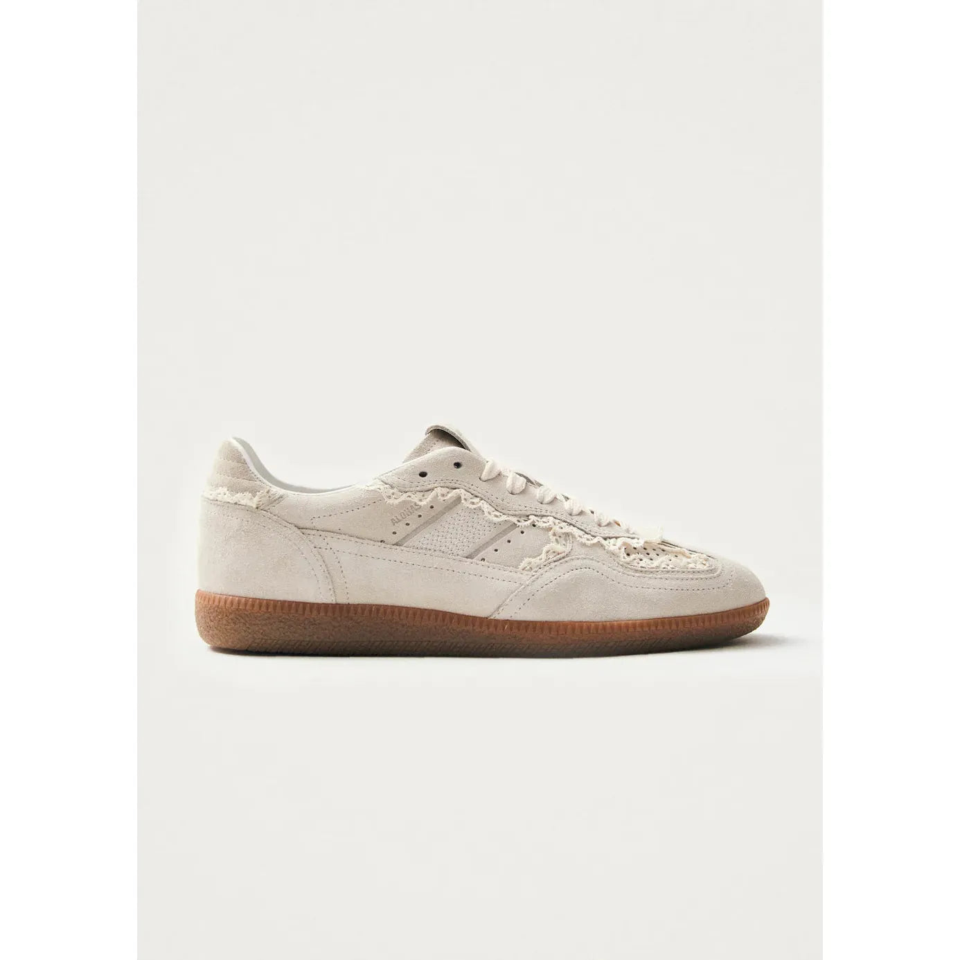 ALOHAS Cream Suede Sneakers with Crochet Trim